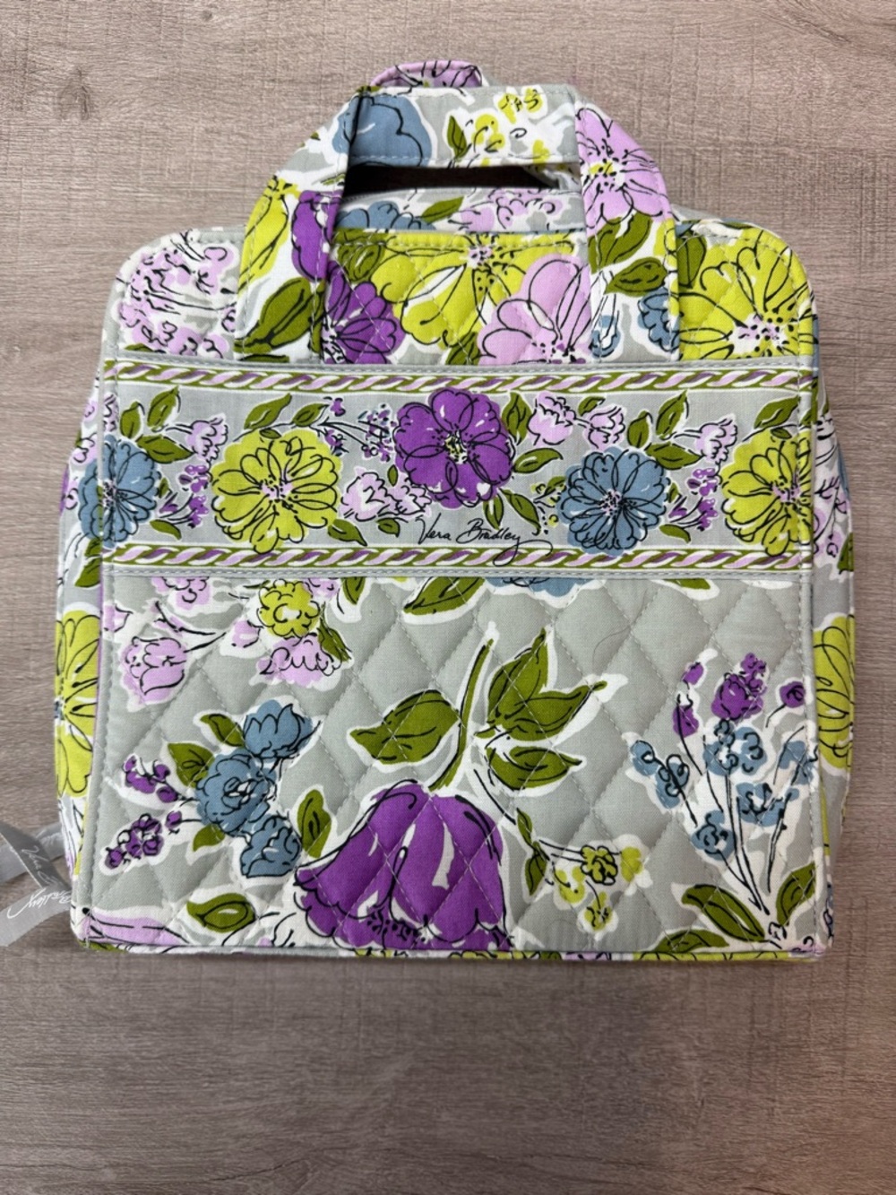 Vera Bradley Floral Quilted Tech Pouch in Purple, Lime & Blue